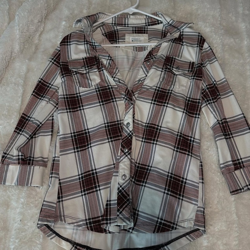 Market & Spruce Checkered Button-Up Shirt